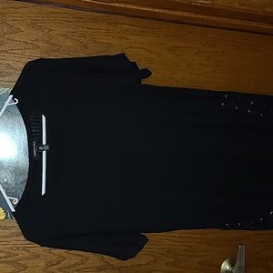 Kenneth Cole Black ribbed short sleeve blouse